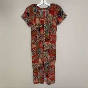 Vintage La Belle Multicolor Patchwork Midi Dress